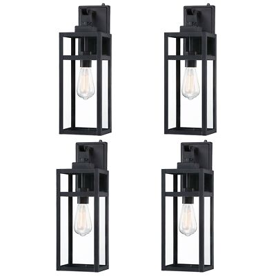 4 Pack Outdoor Wall Light Dusk to Down 5.9''x7.76''x18.39'' Black Farmhouse