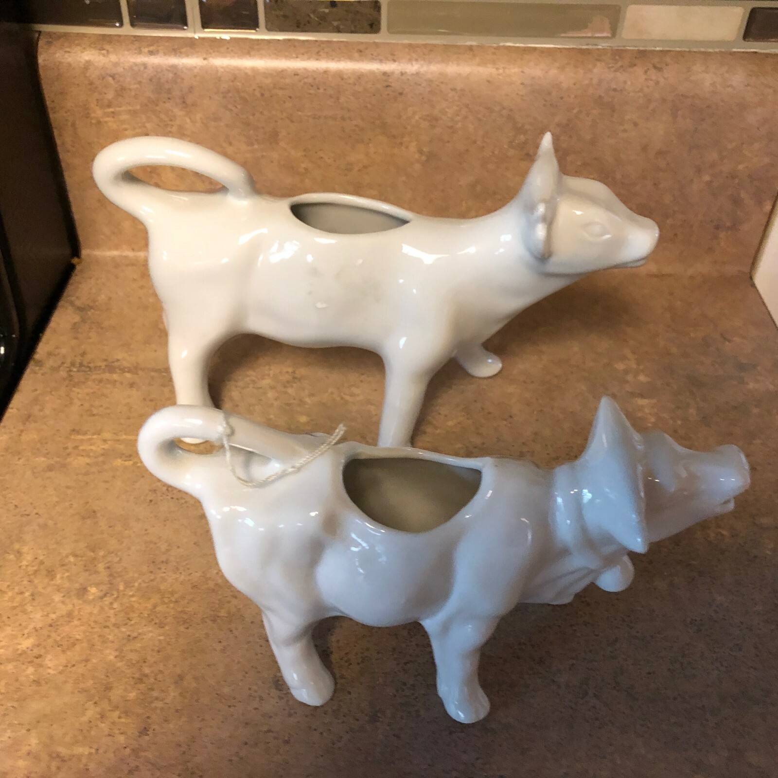 Set of 2 Vintage Ceramic White Cow Creamers eBay