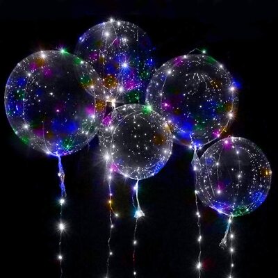 6Pcs Multicolor LED Light BoBo Balloons 20'' Bubble Balloon Valentines Day Decor