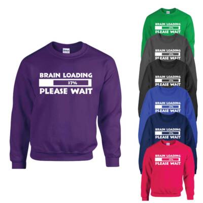 Brain Loading Sweatshirt Please Wait Humor Lustig Komödie Neuheit Spruch Geschenke