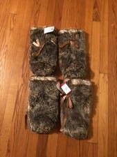 NWT 4 BROWN FAUX FUR CLOTH WINE BAGS