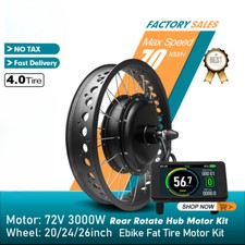 72V 3000W Snow Electric Bike 20 24 26inch 4.0 Tyre Fat Brushless Rear Hub Motor