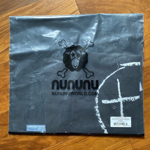 nununu Sketch Skull Patched Voile Shirt Unisex BLACK SIZE 12-14Y - Picture 3 of 6