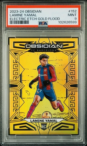 2023-24 Panini Obsidian Lamine Yamal #152 Gold Flood Rookie RC /10 PSA 9 🔥