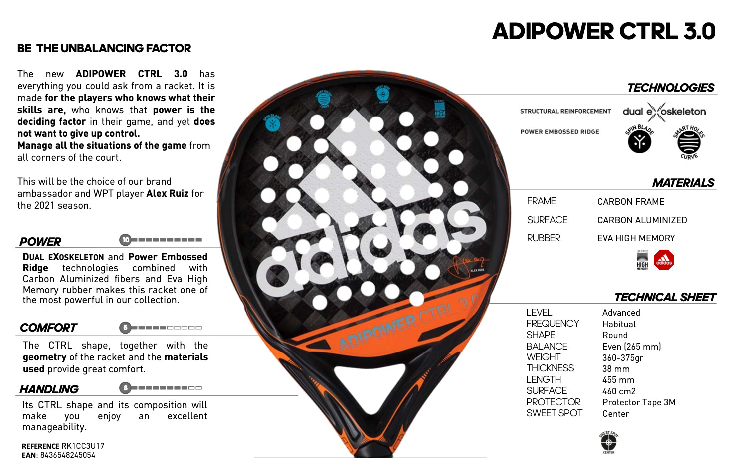 Купить Adidas Adipower Ctrl 3.0 Paddel Racquet Pala de на Аукцион из  Америки с доставкой в Россию, Украину, Казахстан