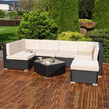 Sitzgruppe Rattan Gartenmöbel Lounge Polyrattan Set Tisch Garnitur Grau Braun XL