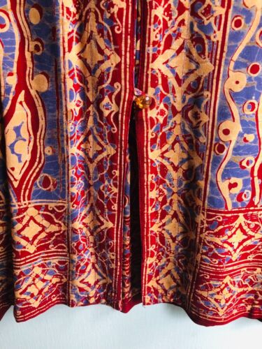 Vintage indische Textilbluse "Handdruck 100%" mit Knöpfen vorne Kurzarm - Bild 9 von 11