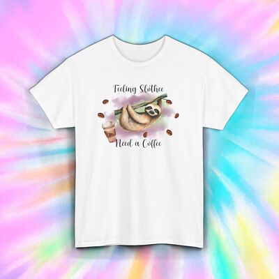 Sloth Coffee Shirt Feeling Slothful Need A Coffee Funny Animal Lover S-5XL