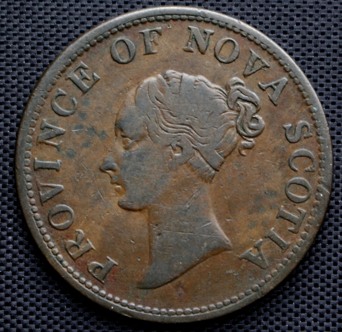 1840 Nova Scotia HALFPENNY COPPER TOKEN - Queen Victoria - NS-1E2