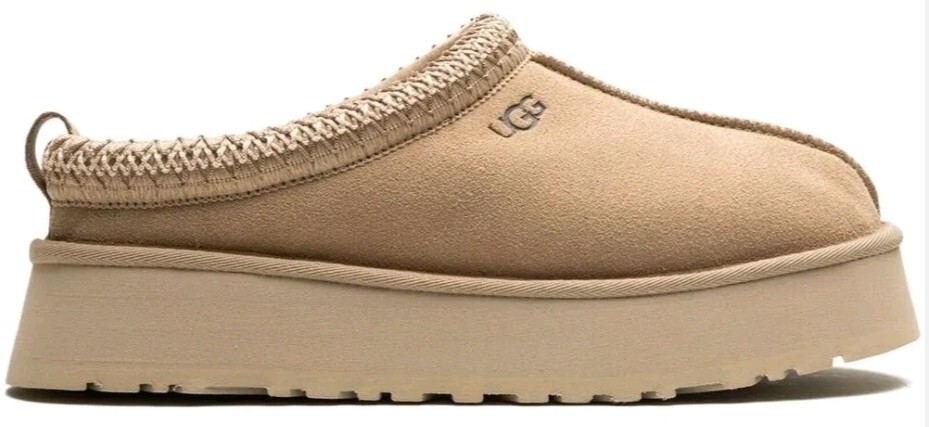 PANTOFOLA D’ORO Pantofole in pelle scamosciata nuove con scatola Ugg Tazz Tazz Semi di senape taglia 5 donna NUOVO COLORE!