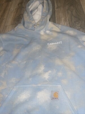 Carhart Hoodie Pull Over Men s Small Light Blue Tie-Dye