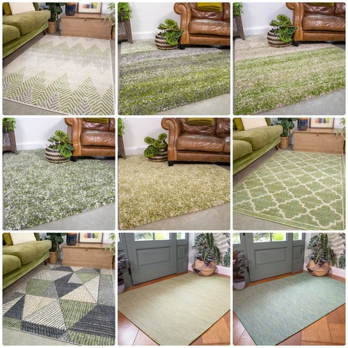 Modern Sage Green Rugs Small Large Emerald Shaggy Rugs Geometric Living