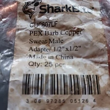 SharkBite CUC607LF 1/2" x 1/2" Male Copper PEX BARB Sweat Adapter Pack Of 25