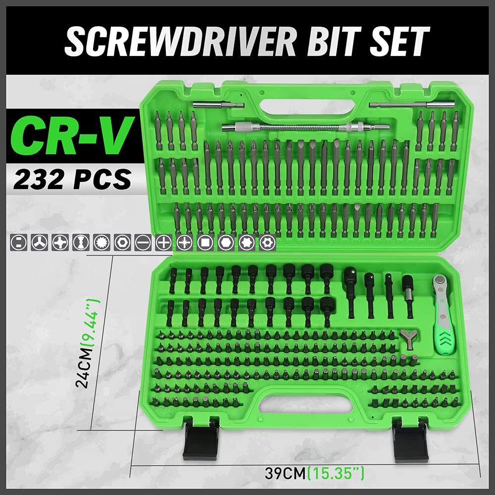 Swanlake 232pcs Ultimate Screwdriver Bit Setchrome Vanadium Steel
