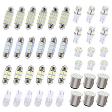 White 42PCS Car Interior Combo LED Map Dome Door Trunk License Plate Light Bulbs