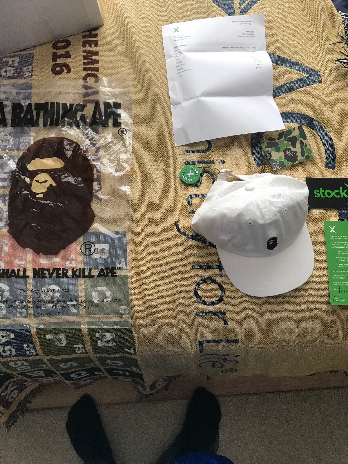 bape family bag apehead hat black