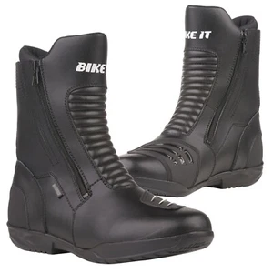 Bike It Preto Waterproo Mid Length Twin Zip Motorcycle Touring Protective Boots