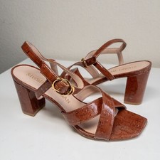 Stuart Weitzman Analeigh 75mm Cappuccino Cork Sandal Heels Size 10