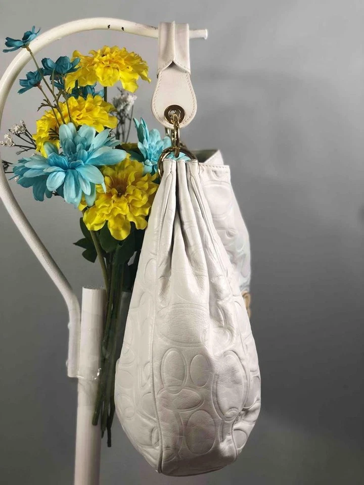 Bolso de Hombro Hobo Grande BRACCIALINI Cuero Blanco Off Estampado Ovalado Asa Única Foto 3 de 4