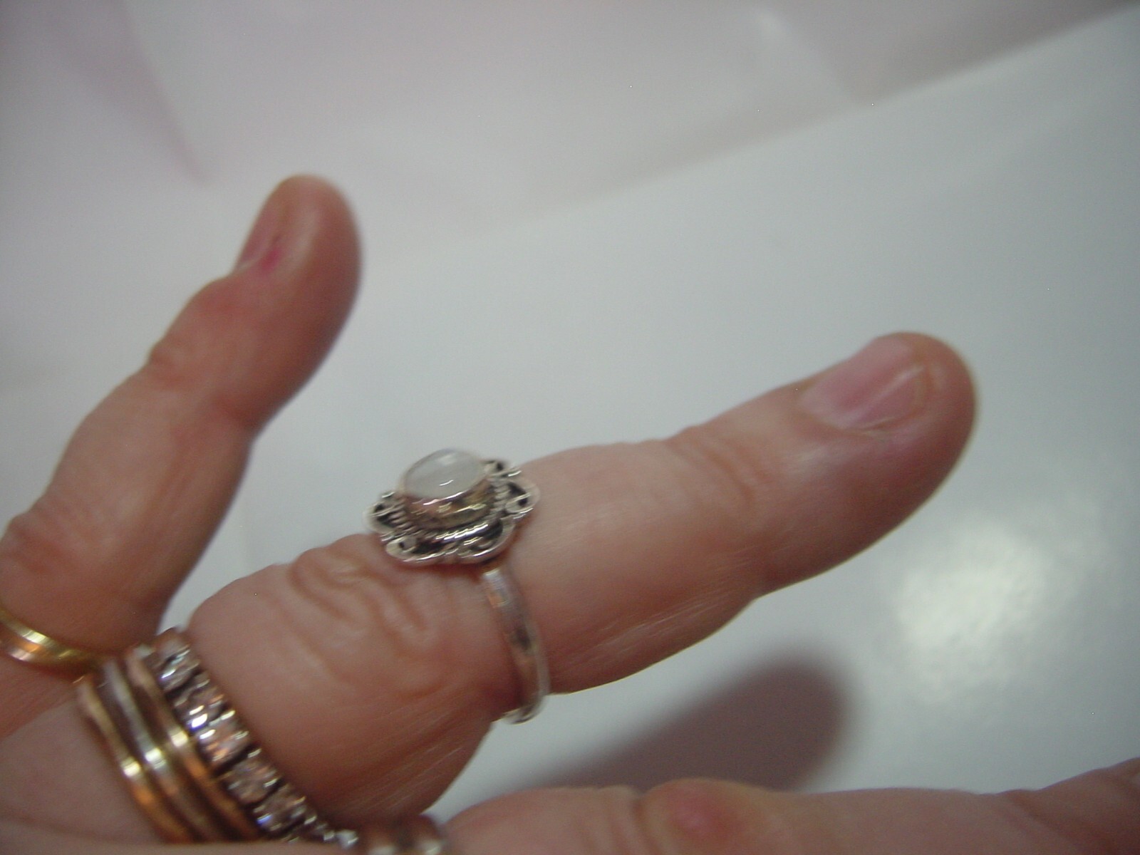 Stunning Solid Silver Ring-beautiful flower with … - image 4