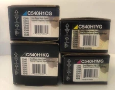 (4 Pack) Genuine Lexmark C540 C540H1KG, C540H1YG, C540H1CG, C540H1MG