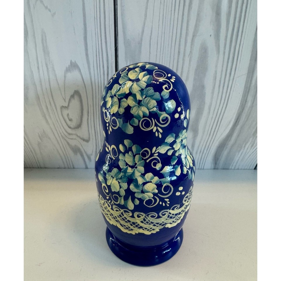 Vintage Blue Matryoshka Babushka Russian Nesting Dolls Set of 5 eBay