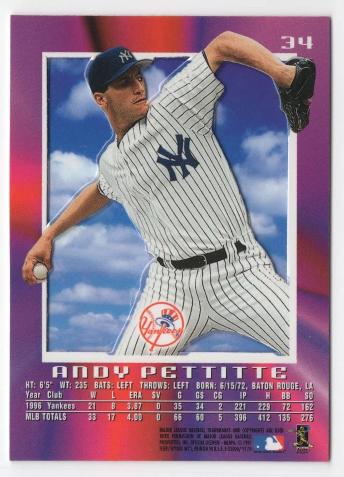 1997 SkyBox E-X2000 Randy Johnson Arizona Diamondbacks #34 R66 - Image 2 of 2