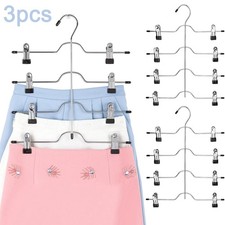 3er Set Hosenbügel Mehrfach-Rockbügel Kleiderbügel mit 8 Verstellbaren Klammern