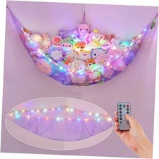 Stuffed Animals Net or Hammock with LED Light Hanging Large Pack of 1 Purple