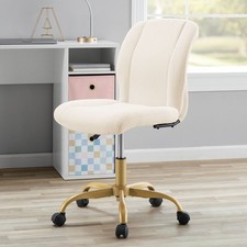 Mainstays Boucl Armless Office Chair for Adults and Teens, Cream,Steel