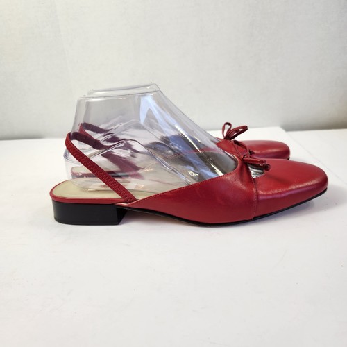 Talbots Womens Leather Slingback Shoe Sz 7.5 W Wide Red Closed Toe Dress Sandals - Picture 13 of 21
