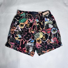 Psycho Bunny Boys Swim Trunks Blue Bunny Skull Elastic Waist Size 5-6 XS