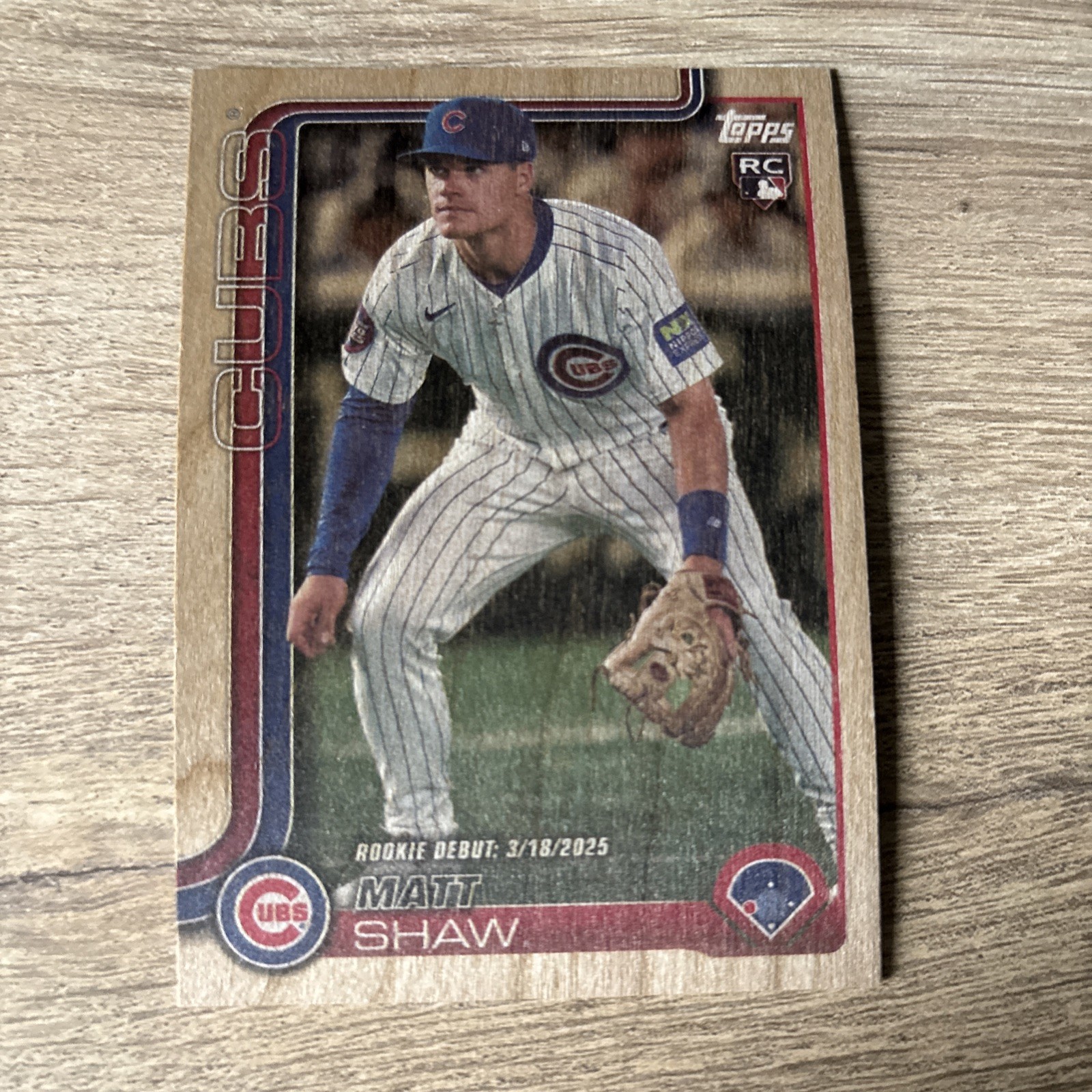 2025 Topps Update Matt Shaw Parallel Wood #03/25 SSP MLBDebut Chicago Cubs US345