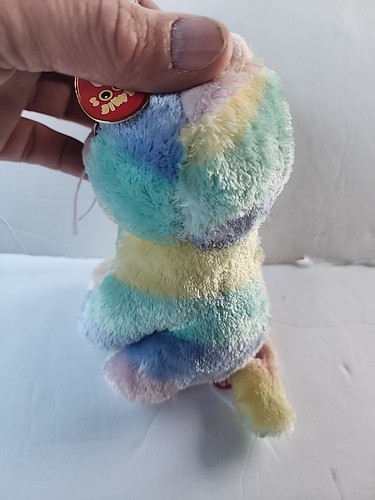 Ty Heather Unicat Beanie Boos corno unicorno gatto pastello cravatta tinta arcobaleno 6" - Foto 9 di 14