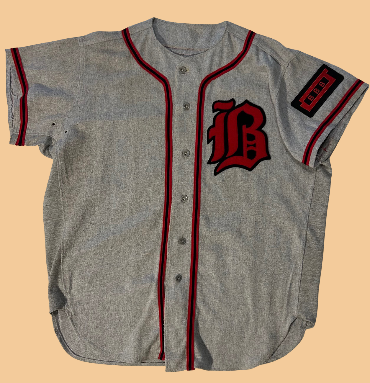 1950's Birmingham Black Barons Wool Flannel Vintage Baseball Jersey
