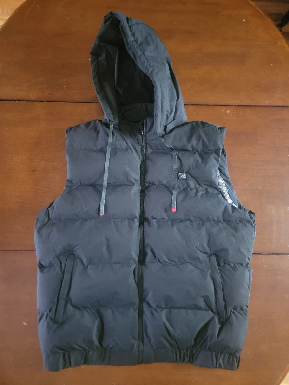 Mens Heated Vest 5XL Black Puffer USB Electric Heating Sleeveless Jacket Hood (N