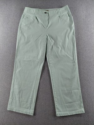 Peck & Peck Women's Pants Size 4 Light Blue-Green Weekend Crop Stretch Mid 23''