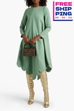 RRP €5500 VALENTINO Trapeze Dress IT40 US4 UK8 S Silk Blend Asymmetric Scalloped