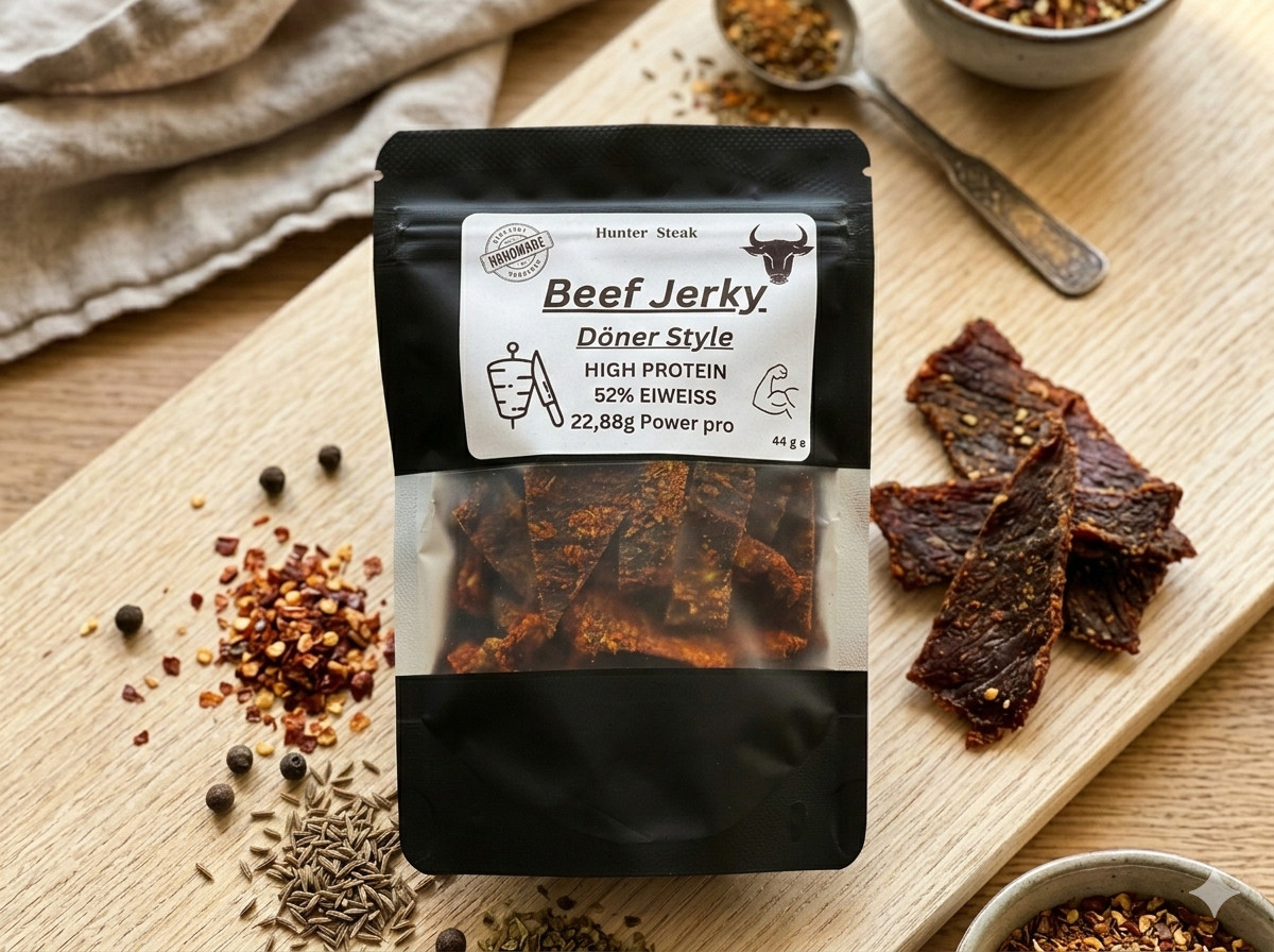 5x Hunter Steak Beef Jerky Döner Style – Sparpack (5 x 44g) | 52% Eiweiß | High
