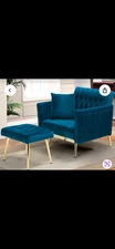 Teal velvet Fabric arm Chair