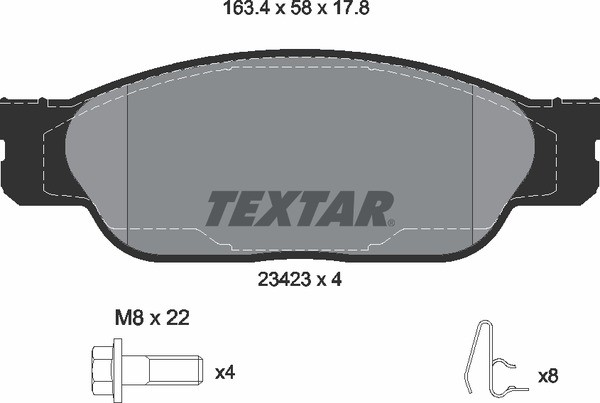 Front Brake Pads Full Set Of 4 + Accessories 2342301 Ford Jaguar Textar