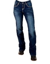Cowgirl Tuff Western Jeans Womens Edgy Flex Bootcut Med Wash JTNEDY