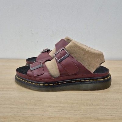 Dr. Martens Zypern rot weiches Leder klobig Plateau Slipper Schnalle Sandalen UK 11