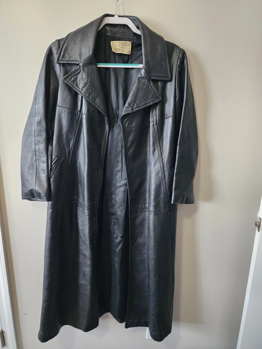 vintage leather trench coat products for sale | eBay