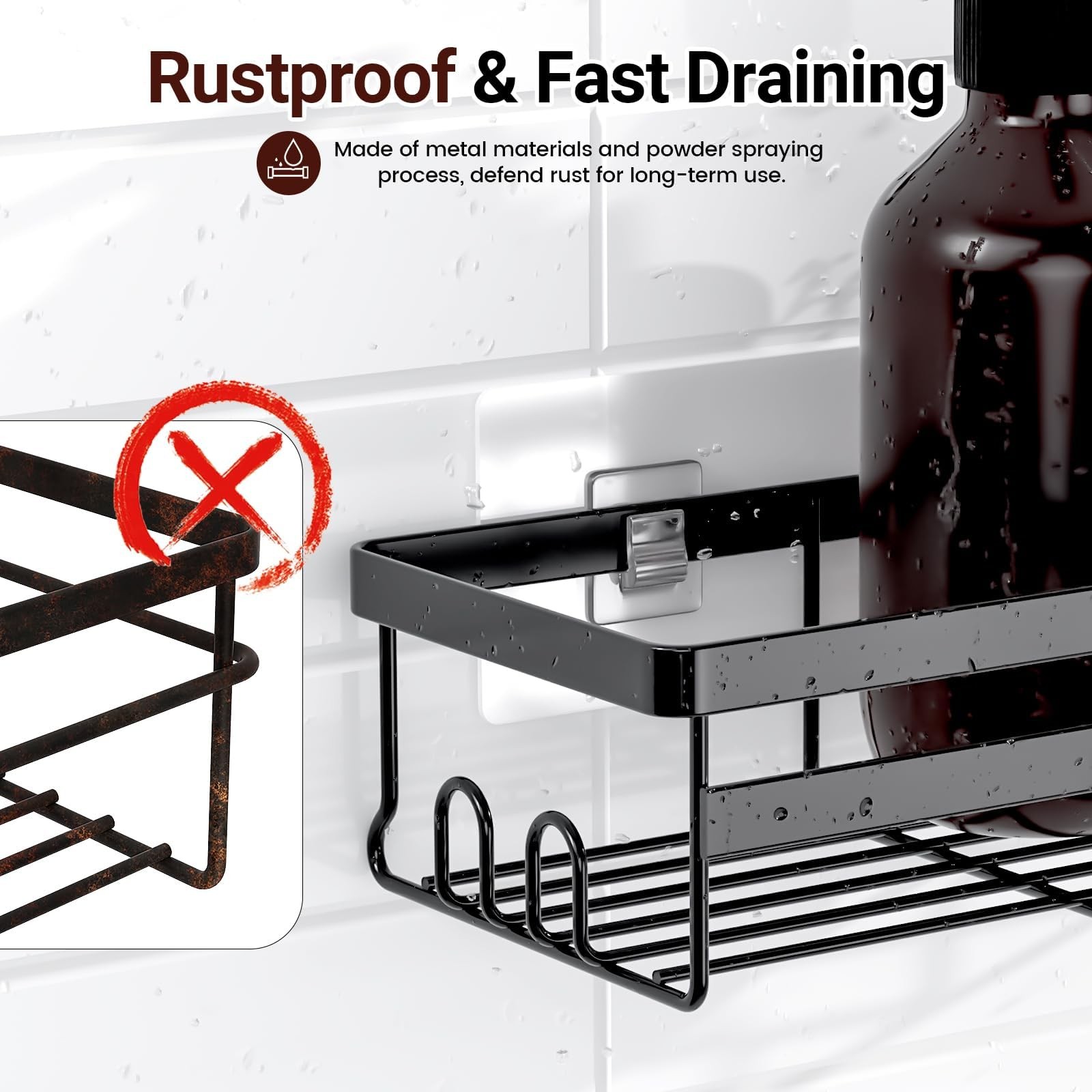 Shower Caddies 2 Pack - Adhesive Hanging Shower Shelf - Bathroom Organizers a...