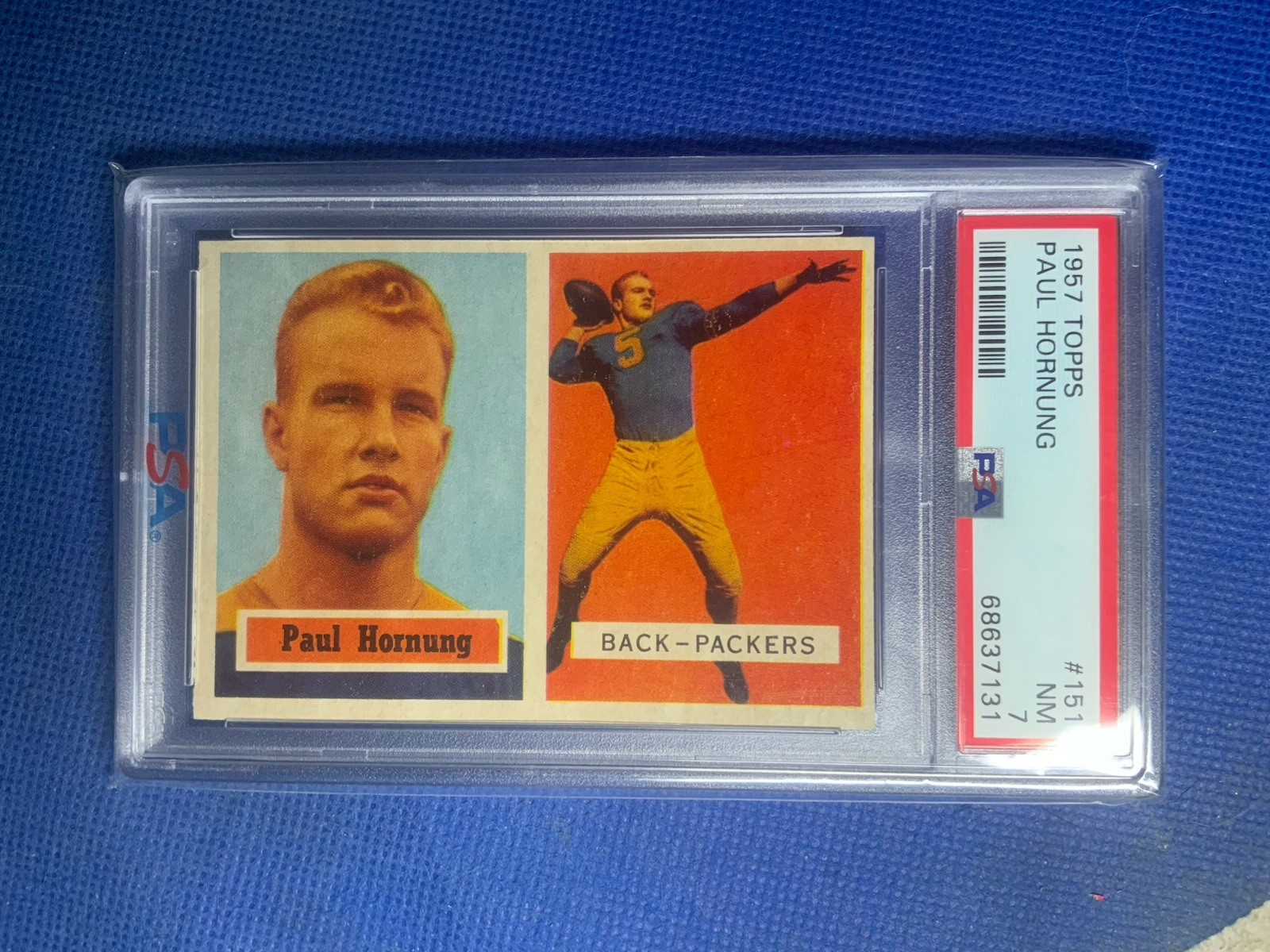 1957 Topps #151 Paul Hornung Green Bay Packers ROOKIE RC HOF PSA 7 NM