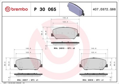 FOR BREMBO P 30 065 HAM PADS. KIA CEED 12 FRONT - FRONT