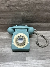 Vintage Retro Teal Corded Push Button Dial Telephone Model 746