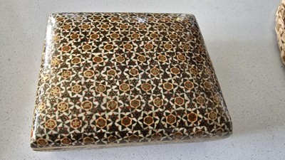 Vintage Persian Micro Mosaic Marquetry Khatam Inlay Pillow Jewelry Trinket Box