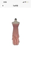 Alice + Olivia Jocelyn Smock Lace Ruffle Midi Dress English Rose Pink 0 - XS-S